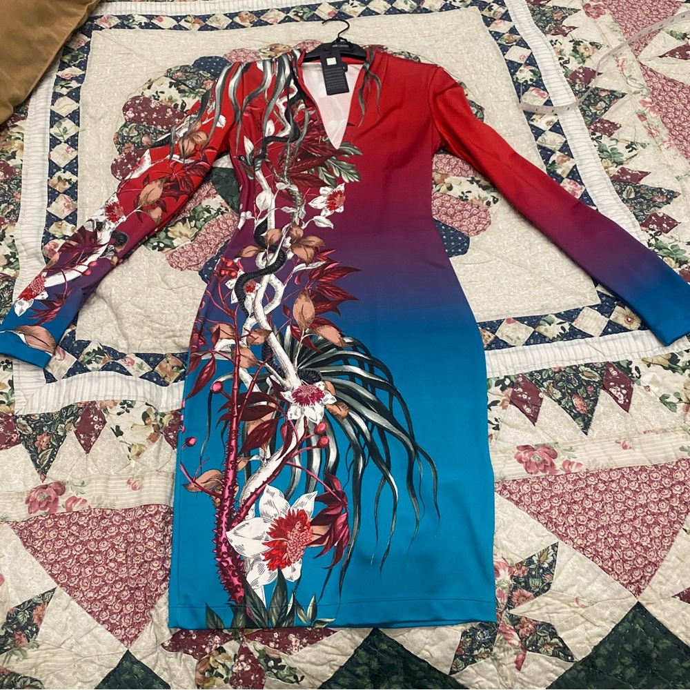 Brand new long sleeve Roberto Cavalli bodycon dress